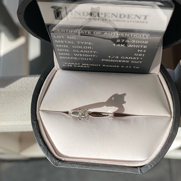 PRINCESS CUT SOLITAIRE DIAMOND 14K WHITE GOLD SIZE 6 RING 1/4 CARAT H-I … - Picture 12 of 12